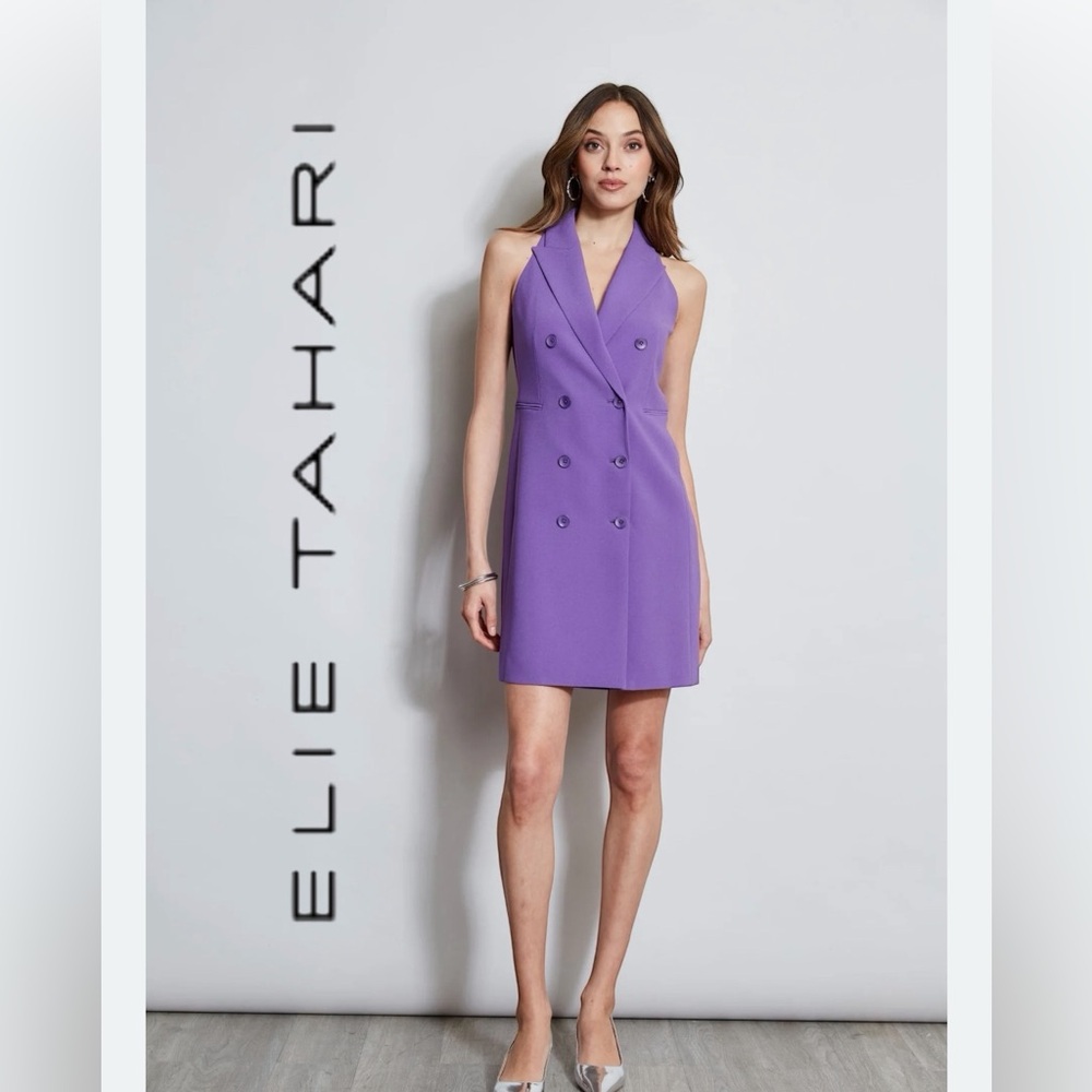 Worn Once 💜 Elie Tahari double breasted blazer dress with pockets size large